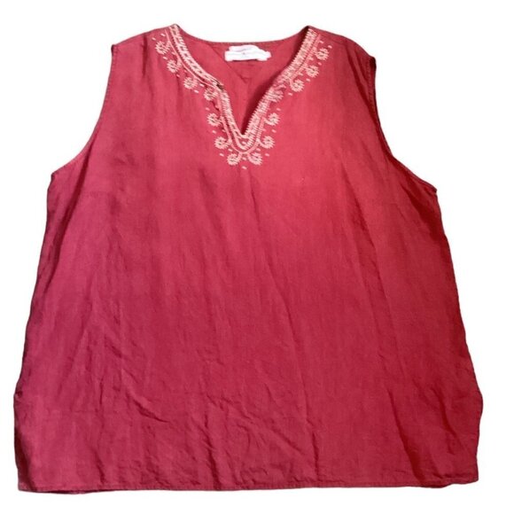 Tommy Hilfiger Linen Sleeveless Tunic Top Red  Plus Sz 24 #152M - Picture 5 of 8